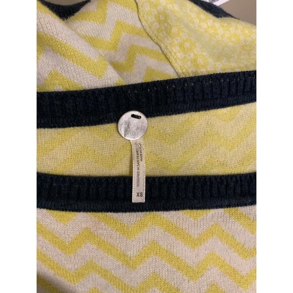 Margaret O'Leary Yellow & White Zig-Zag Crew Neck Sweater, Size XS - Picture 5 of 5